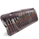 Wooden Brush Set with Leather folding Pouch