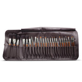 Wooden Brush Set with Leather folding Pouch