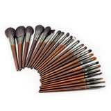 Wooden Brush Set with Leather folding Pouch