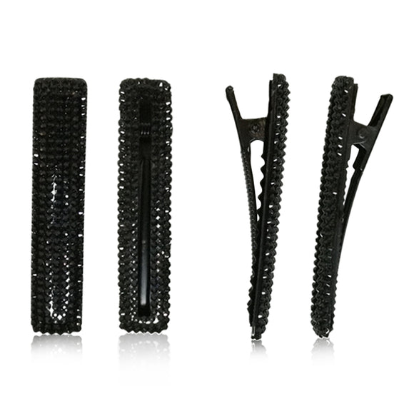 Black Shiny Beads Hair Clips