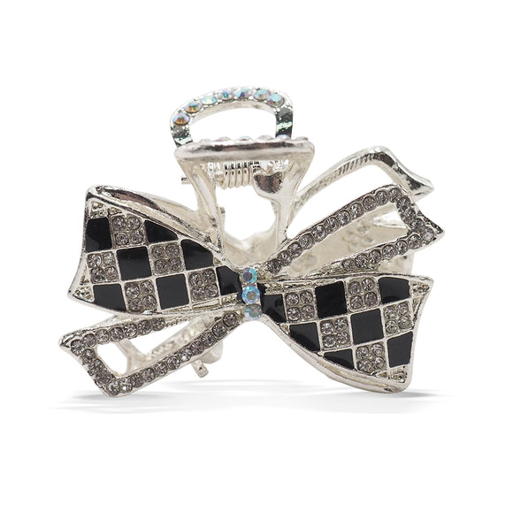 Checkered Bow Metal Hair Clamp