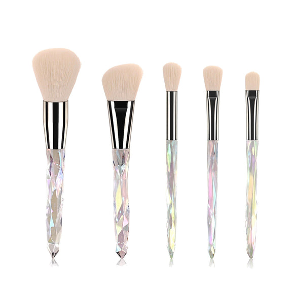 5 Pieces Crystal White Makeup Brush Set