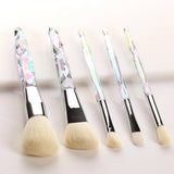 5 Pieces Crystal White Makeup Brush Set