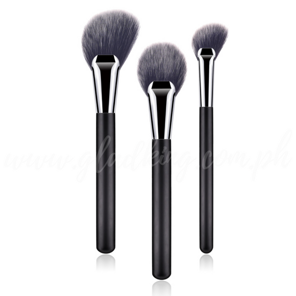 3 Pieces Classic Matte Handle Fan Brush Set