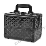 Portable Makeup Box with Mirror & Vertical Layers Diamond Black