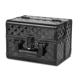 Portable Makeup Box with Mirror & Vertical Layers Diamond Black