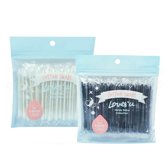 Love U Collection Cotton Swabs Individual Packed 100 Pieces