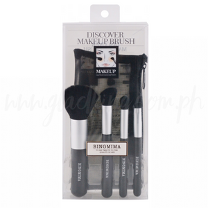 4 in 1 Silver Black Brush set with pouch