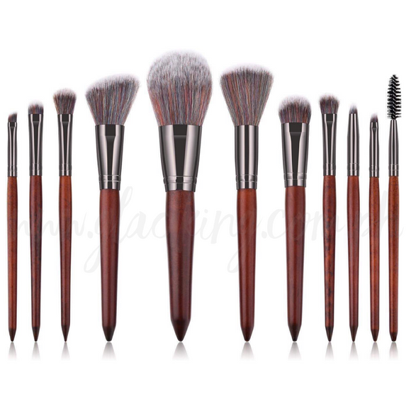 11 pcs wooden handle style Make up Brush