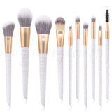 10 pcs Make up Brush Set w/ pouch Crocodile Skin Style