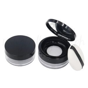 Black Refilling Loose Powder Container w/ Puff