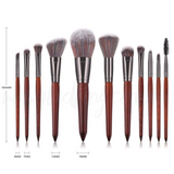 11 pcs wooden handle style Make up Brush