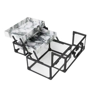 Acrylic Marble Layered Traincase - Black